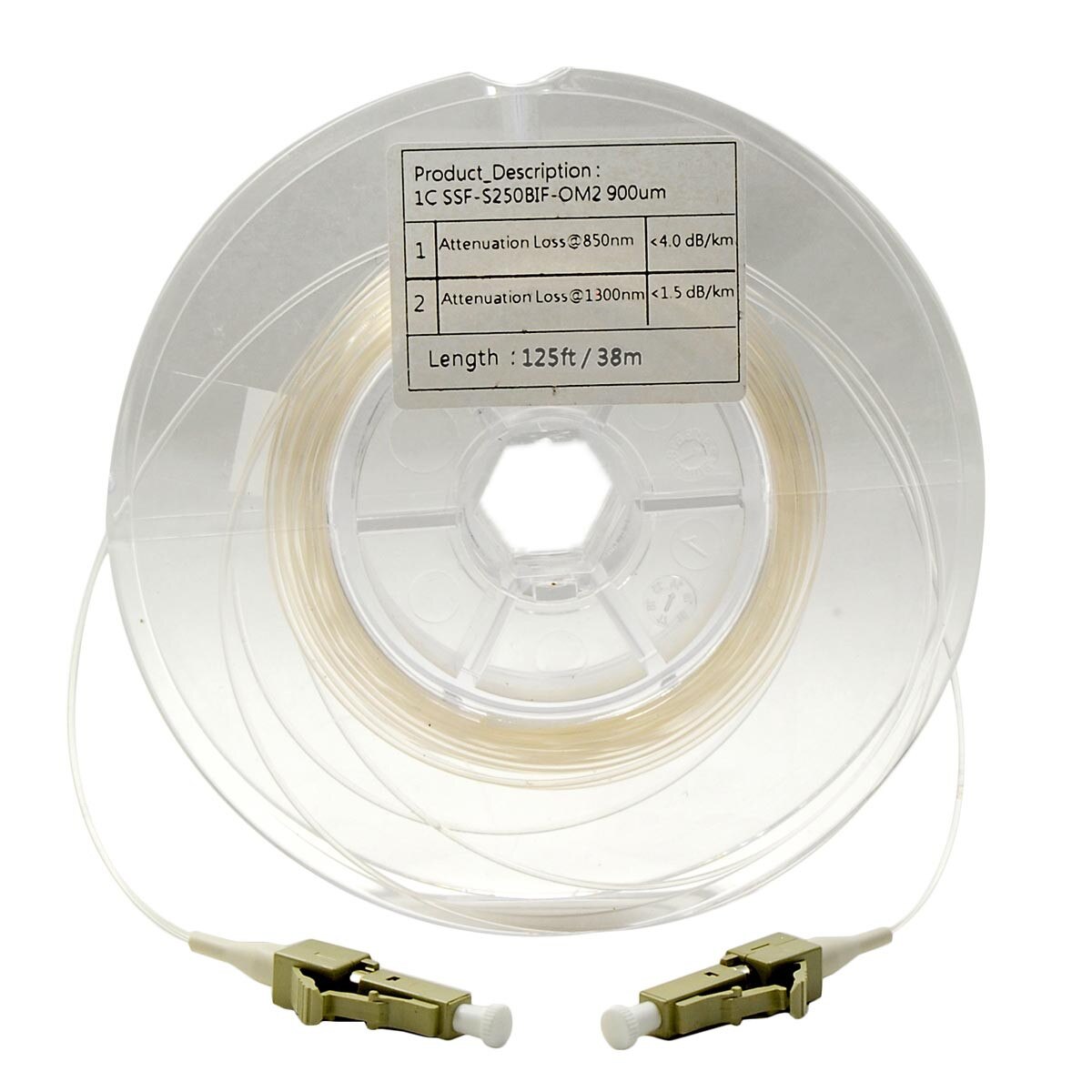 SSF™ Transparent MM 50/125um, 900um, Terminated LC, 125ft / 38m